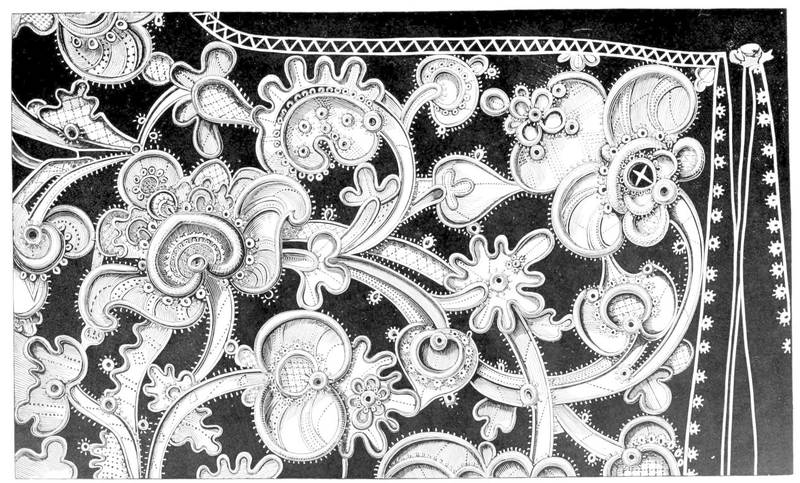 Lace with elaborate solid areas