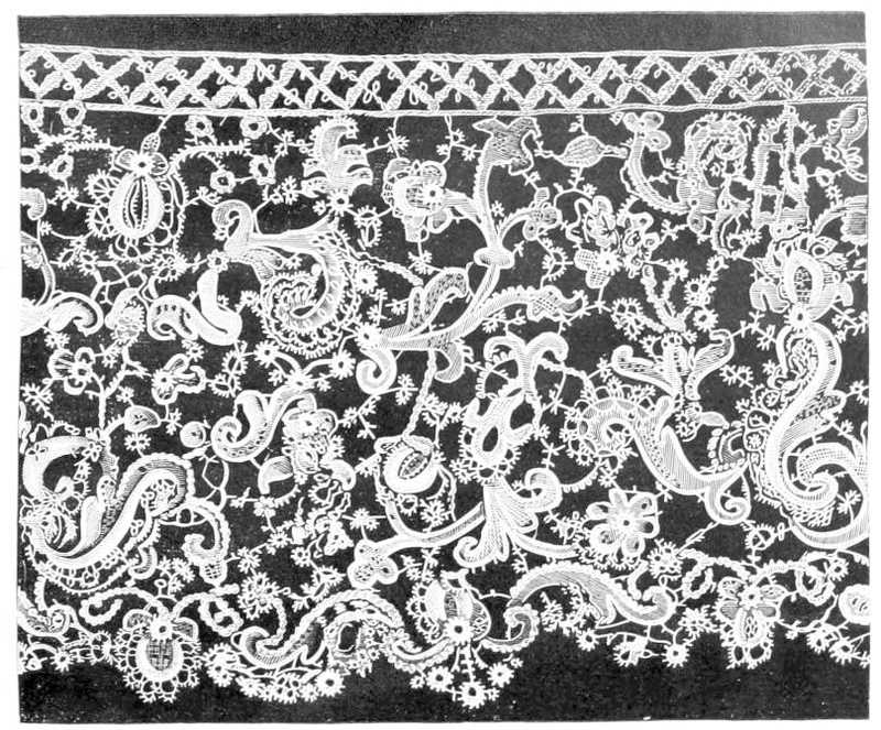 Lace with many small spiky flowers