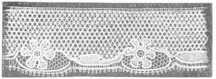 Lace with double threads in ground