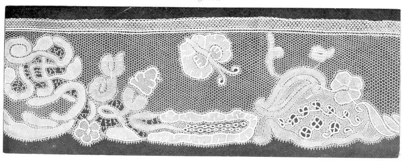 Lace with stylised butterfly and plants