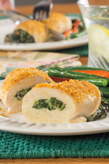 Spinach and Mushroom Chicken Rolls