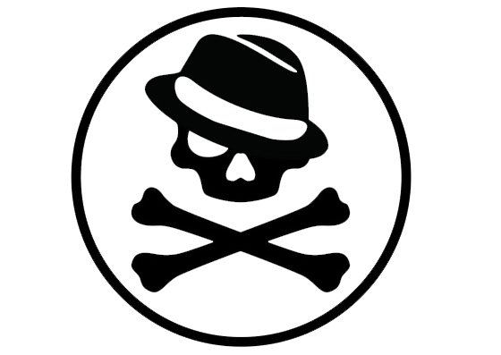 Durga system series logo: skull and crossbones wearing a fedora.