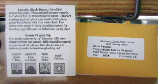 A laminated information card for each crop is kept in the drawers with the seed packets. The envelopes are pre-filled and labeled.