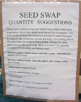 Seed swap quantity suggestions.