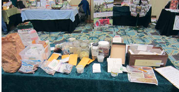 Seed swap table at the Virginia Biological Farming Conference.