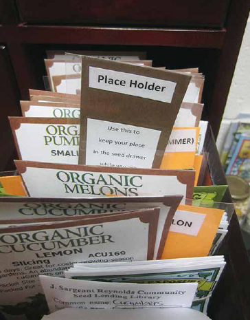 Place holder used at the Goochland Community Seed Lending Library.