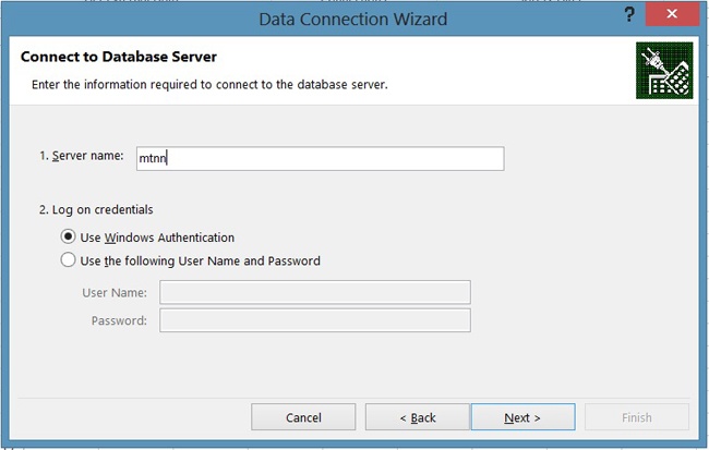 The first page of the Data Connection Wizard.