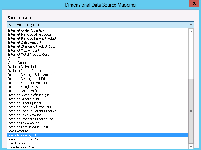 The Dimensional Data Source Mapping dialog box.