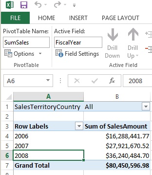 Adding a PivotTable name.