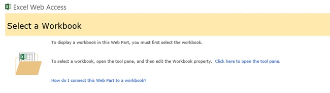 Select a Workbook to display in the Excel Web Access Web Part.