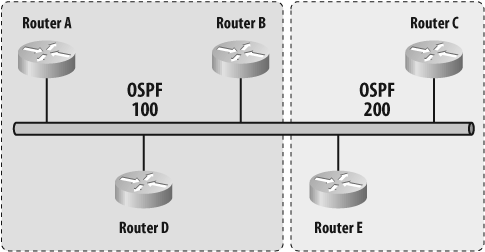 Two OSPF processes on a single network