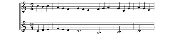 Examples of counterpoint in 3/4 time