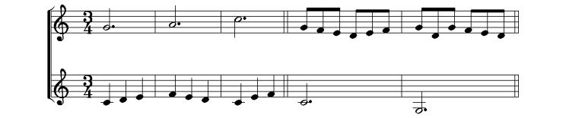 Examples of counterpoint in 3/4 time