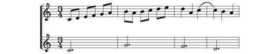 Examples of counterpoint in 3/4 time