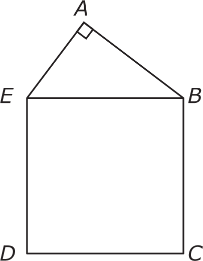 The hypotenuse of right triangle ABE is also side EB of square BCDE.