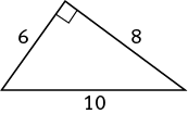 A right triangle with sides measuring 6, 8, and 10.