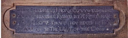 Fig. 37. ‘Hence rebel heart!’, Robert’s plaque in the porch at Biddulph.