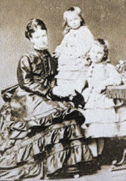 Fig. 103. Mabel Emma (centre), Agnes (right) and their governess Miss Greenslade at Brightlingsea Hall, Essex.