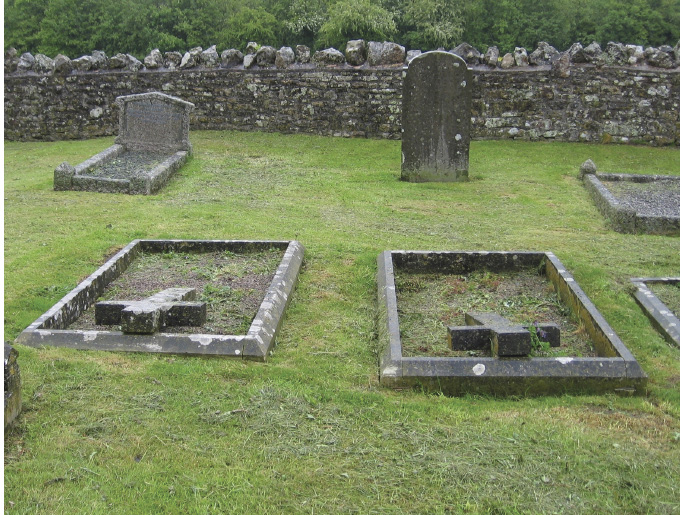 Fig. 116. The grouped graves of John, Rose, Robert and Caroline in Whatley churchyard.