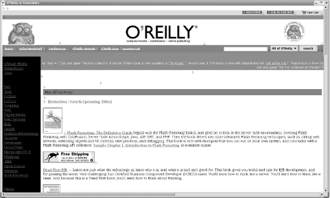 The O'Reilly home page shown in a JEditorPane