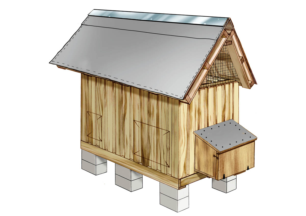 An illustration of the completed pallet coop.