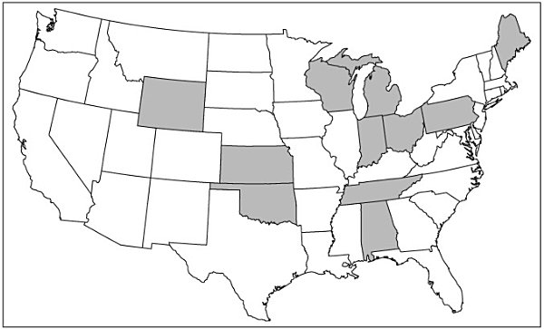 FIGURE 1.1. November 2010: Eleven states newly put GOP in control of the governor’s office and both legislative chambers.