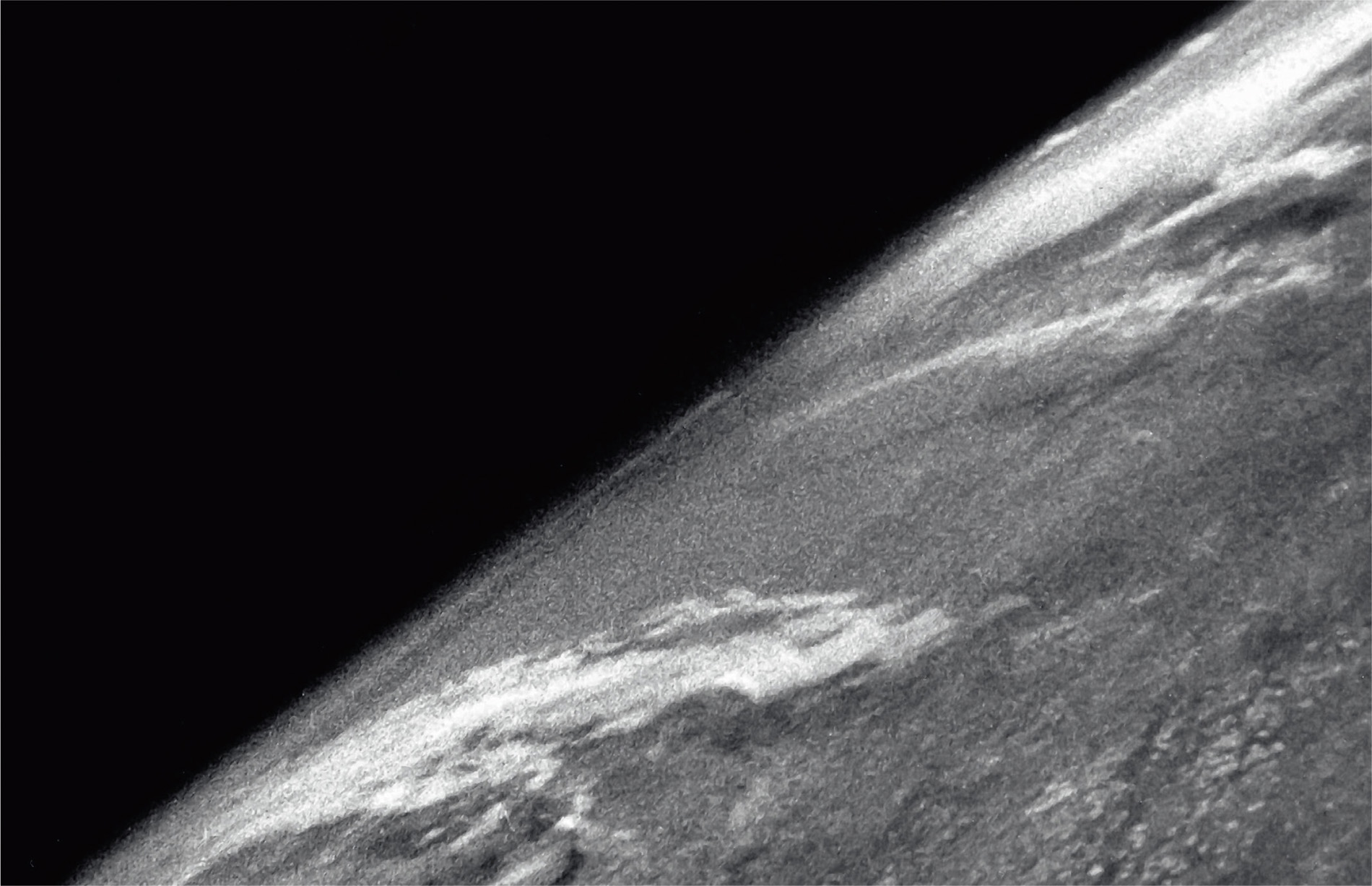 The first images from space were taken from the sub-orbital V-2 rocket launched from the US Army’s White Sands Missile Range on 24th October 1946. Flight 13 reached an altitude of 105 kilometres, which was five times higher than any picture taken before. Pictures were taken every second-and-a-half.