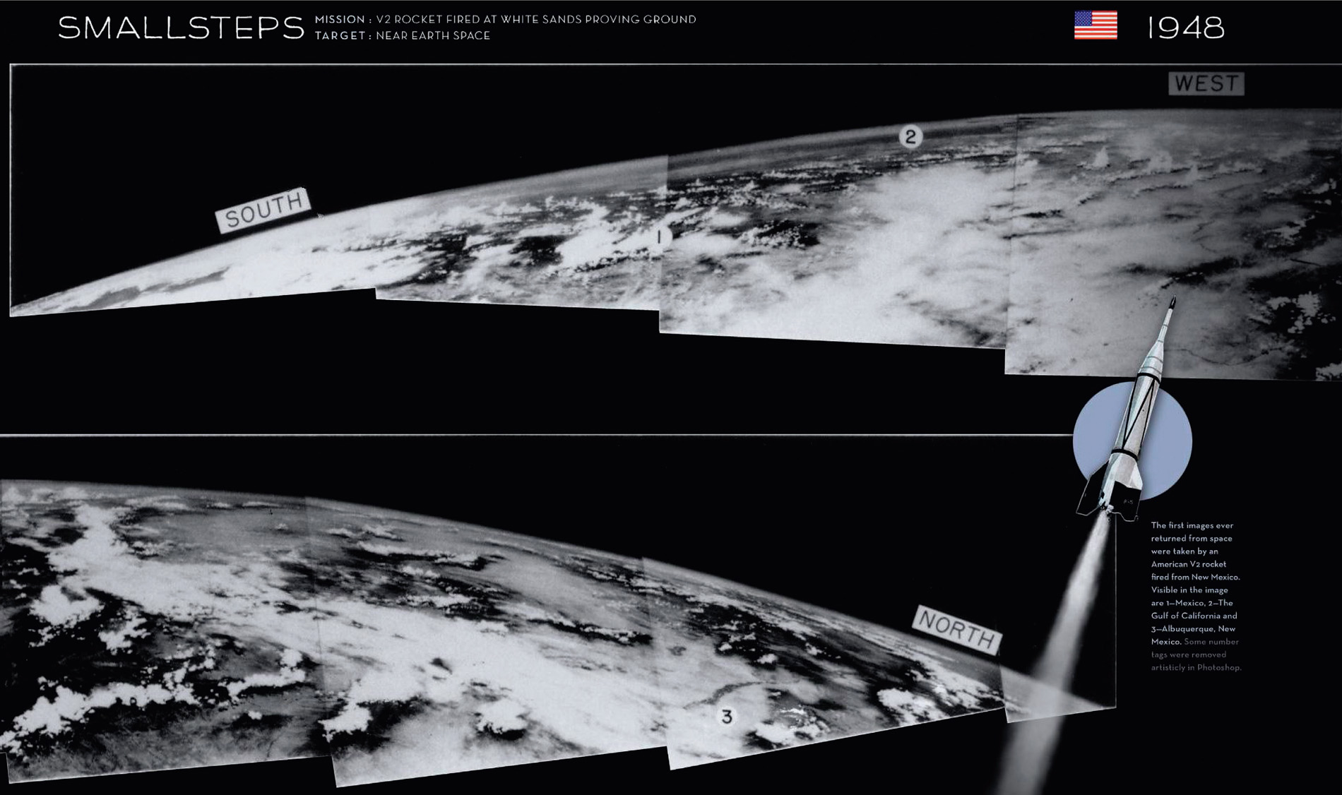 These were the first pictures of the Earth from an altitude greater than 160 kilometres. When the movie frames were stitched together, you could see over 2.5 million square kilometres in a single glance. © Johns Hopkins Applied Physics Laboratory.