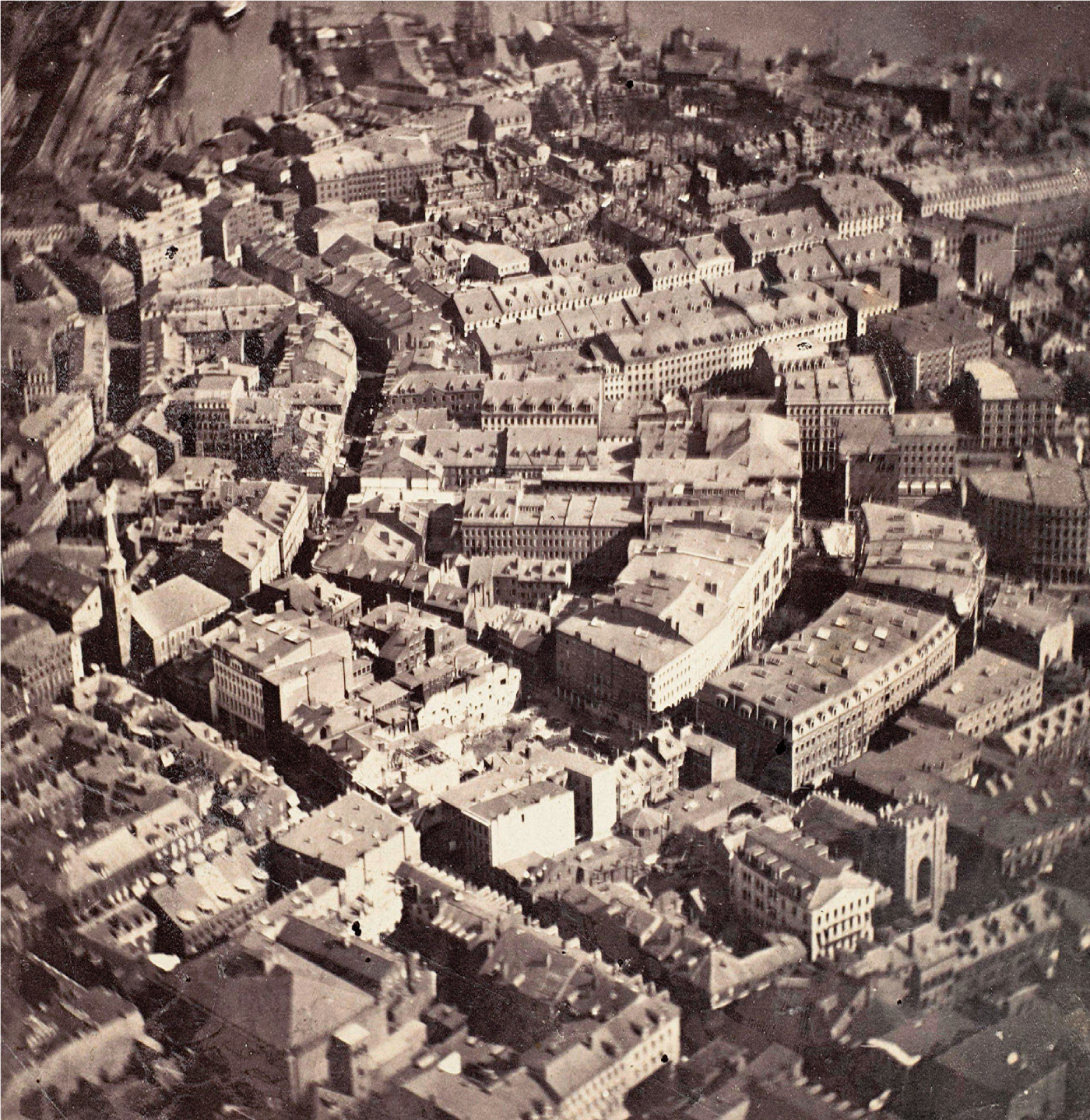 James Wallace Black photographed ‘Boston as the Eagle and Wild Goose See It’ from a tethered balloon at an altitude of 2,000 ft on 13th October 1860.