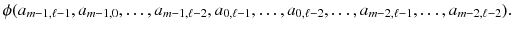 $$\phi (a_{m-1,\ell -1},a_{m-1,0},\dots ,a_{m-1,\ell -2},a_{0,\ell -1},\dots ,a_{0,\ell -2},\dots ,a_{m-2,\ell -1},\dots ,a_{m-2,\ell -2}).$$