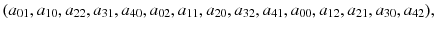 $$(a_{01},a_{10},a_{22},a_{31},a_{40},a_{02},a_{11},a_{20},a_{32},a_{41},a_{00},a_{12},a_{21},a_{30},a_{42}),$$