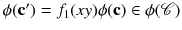 $$\phi (\mathbf {c'})=f_1(xy)\phi (\mathbf {c})\in \phi (\mathscr {C})$$