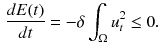 $$\begin{aligned} \frac{d E(t)}{dt}= - \delta \int _{\Omega }u_{t}^2 \le 0. \end{aligned}$$