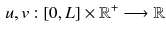 $$\begin{aligned} u,v: [0,L]\times \mathbb {R}^{+}\longrightarrow \mathbb {R} \end{aligned}$$