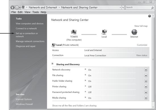 Use the Set up a connection or network option to create a VPN link.