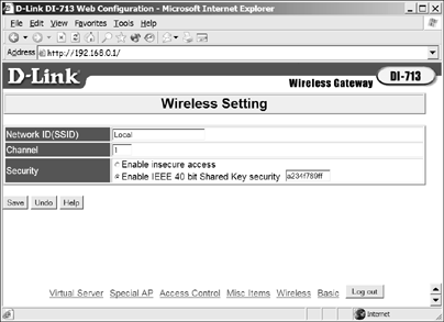 The configuration utility for a D-Link access point accepts WEP keys in hex format.