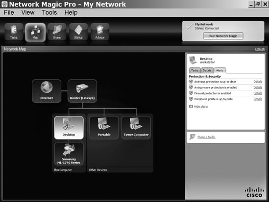 Network Magic scans your LAN and displays all the devices connected to it.