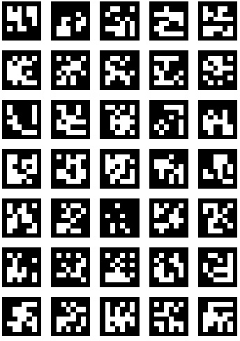 ArUco board for calibration or pose. See the “Calibration with ArUco and ChArUco” tutorial online at opencv.org for how to detect and calibrate with this board.