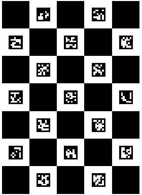 ChArUco board for calibration or pose. See the “Calibration with ArUco and ChArUco” tutorial online for how to detect and calibrate with this board.