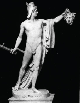 Perseus with harvested head of the Medusa.