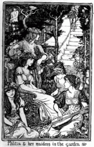 Image 0212.png: Militza & her Maidens in the Garden