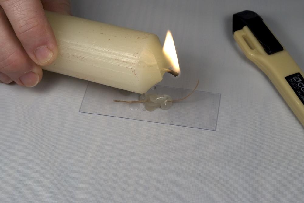 Making a fiber cross section with melted candle wax