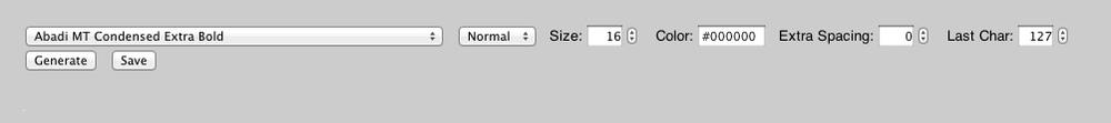 Impact’s online font sprite sheet generation tool.