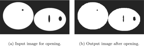 Example showing of binary opening with 5 iterations.