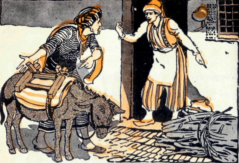 Ali and the woodcutter with the donkey