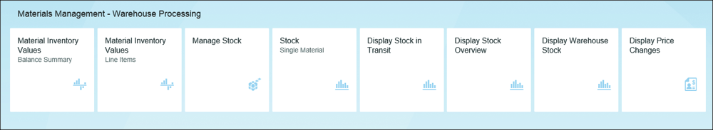 Materials Management - Warehouse Processing (Inventory Management) Home Page Tile