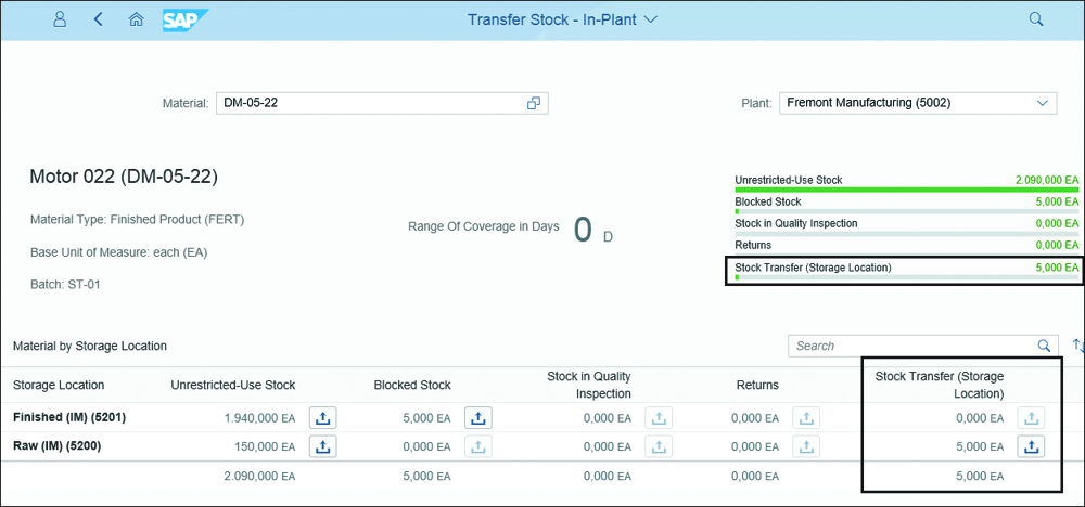 Transfer Stock - In Plant SAP Fiori AppTransfer Stock in Plant app