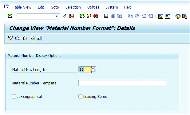 Configuration Settings for Material MasterMaterial master Character Extension