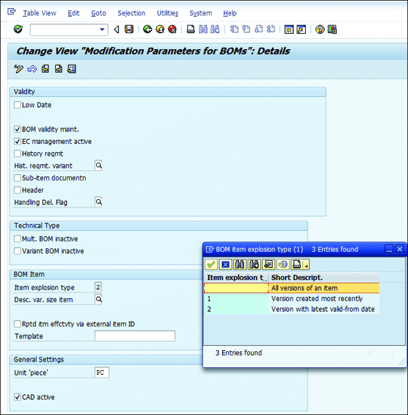 Customizing BOM Parameters