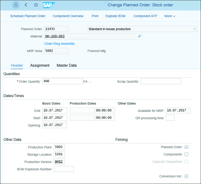 Change Planned Order App